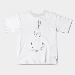 Coffee And Music | One Line Artist | Minimal Art | One Line Art | Minimalist Kids T-Shirt